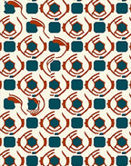 Terracotta Teal Geometric Abstract Rug