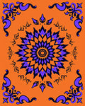 Vibrant Orange Violet Medallion Swirls Rug