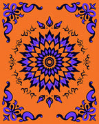 Vibrant Orange Violet Medallion Swirls Rug