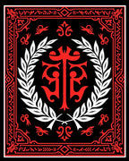 Crimson Laurel Wreath Emblem Rug