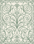 Green Floral Scrollwork Ornament Rug