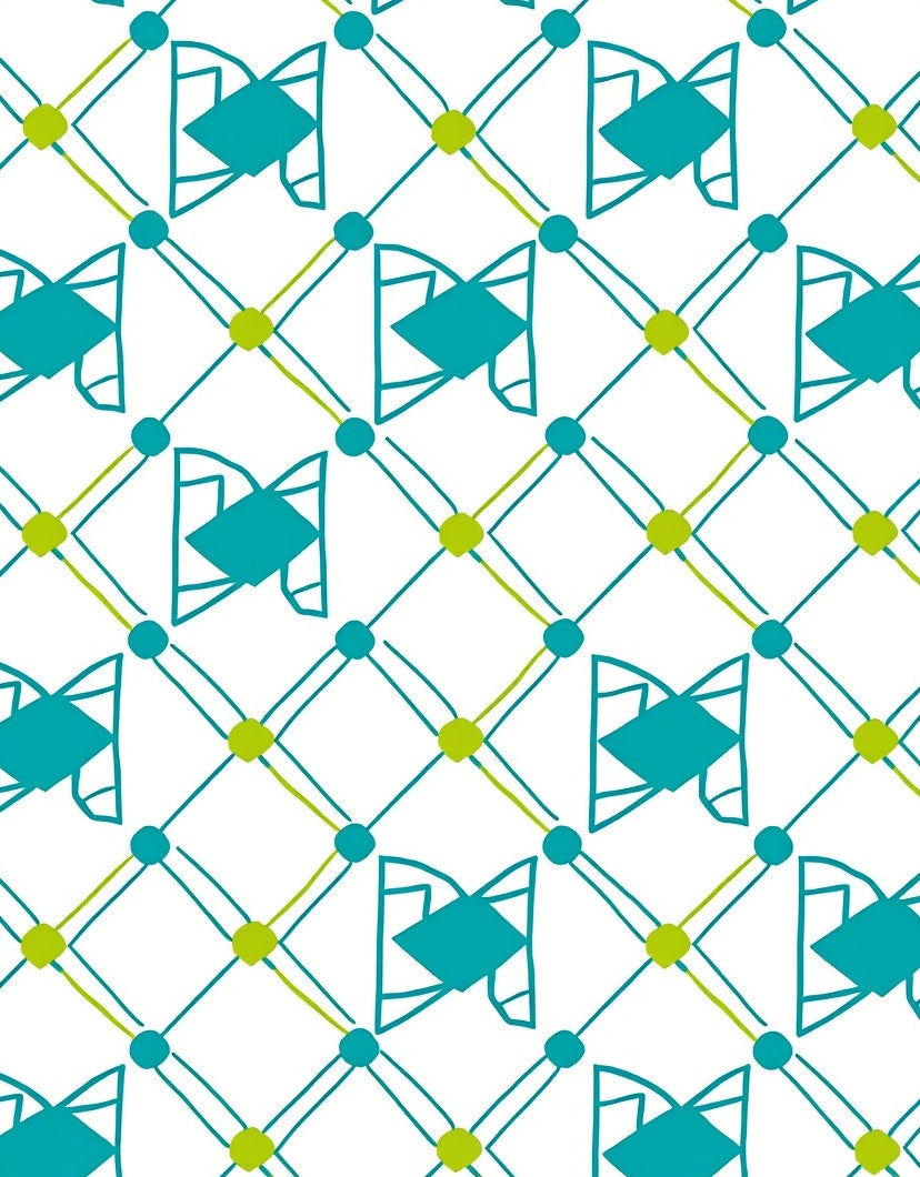 Teal And Lime Diamond Lattice Rug