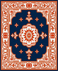 Traditional Navy Orange Floral Medallion Rug