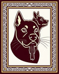 Dark Burgundy Twin Dogs Portrait Rug