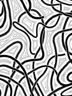 Striking Black Intertwined Curve Rug