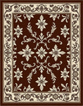 Rich Brown Floral Scroll Medallion Rug