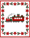 Red Green Poinsettia Train Border Rug