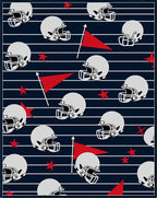 Gray Football Helmets Red Flags Navy Stripes Rug