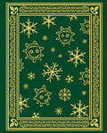 Green and Golden Snowflake Star Face Rug