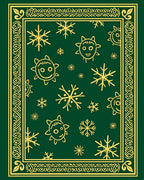 Green and Golden Snowflake Star Face Rug