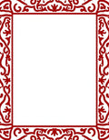 Elegant Red Vine Scroll Frame Rug