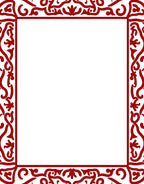 Elegant Red Vine Scroll Frame Rug
