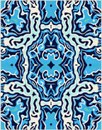 Deep Blue Aqua Organic Swirl Rug