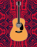 Vibrant Red Blue Abstract Guitar Rug