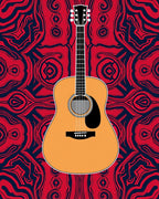 Vibrant Red Blue Abstract Guitar Rug