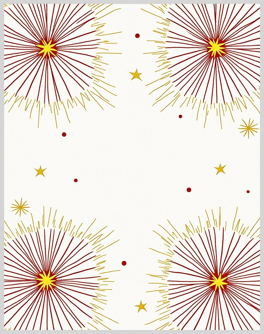Red Yellow Starburst Firework Scatter Rug