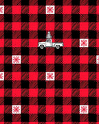 Red Black Buffalo Truck Christmas Tree Rug