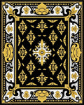 Ornate Gold Black Floral Medallion Rug