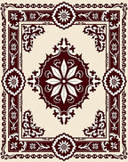 Deep Red Bloom Border Medallion Rug