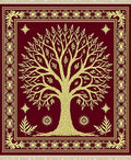 Golden Tree of Life Burgundy Rug