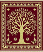 Golden Tree of Life Burgundy Rug