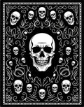Black White Skull Bandana Swirl Rug