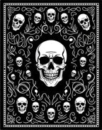 Black White Skull Bandana Swirl Rug