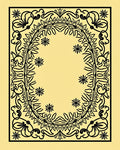Ornate Black Floral Laurel Border Rug