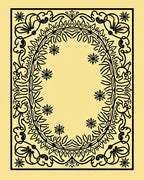 Ornate Black Floral Laurel Border Rug
