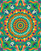 Vibrant Geometric Sunburst Medallion Rug