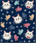 Whimsical Cat Mittens Snowflakes Composed Rug