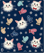 Whimsical Cat Mittens Snowflakes Composed Rug