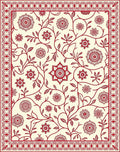 Vintage Crimson Floral Vine Scroll Rug