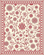 Vintage Crimson Floral Vine Scroll Rug
