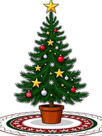 Festive Christmas Tree Ornamented Star Rug