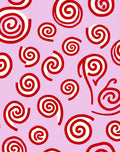 Playful Red Swirls On Lilac Background Rug