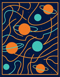 Cosmic Orange Blue Planet Swirl Rug