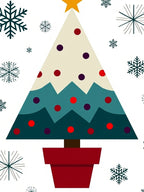 Festive Potted Evergreen Snowflakes Rug