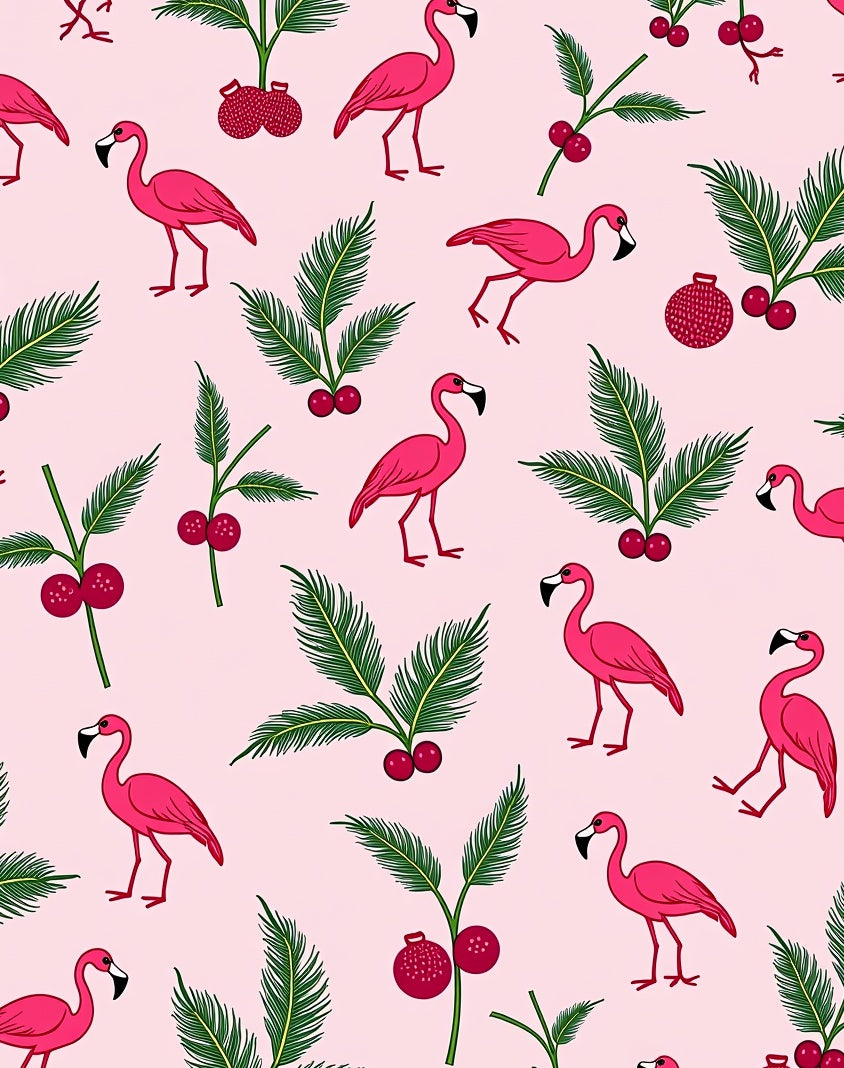 Pink Flamingo With Red Berries Rug