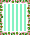 Mint Green Striped Floral Border Rug