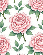 Pink Rose Garden Botanical Illustration Rug