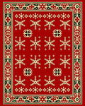 Red Snowflake Border Art Rug