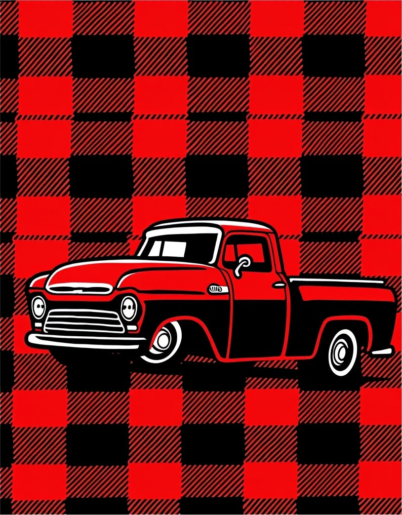 Red Black Buffalo Plaid Pickup Truck Rug