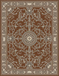 Brown Cream Scrollwork Medallion Rug