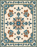 Orchid Blue Brown Floral Medallion Rug