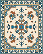 Orchid Blue Brown Floral Medallion Rug