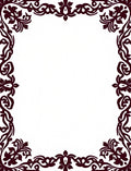 Dark Red Floral Scroll Border Rug
