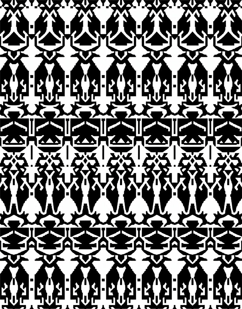 Black White Geometric Tribal Weave Rug