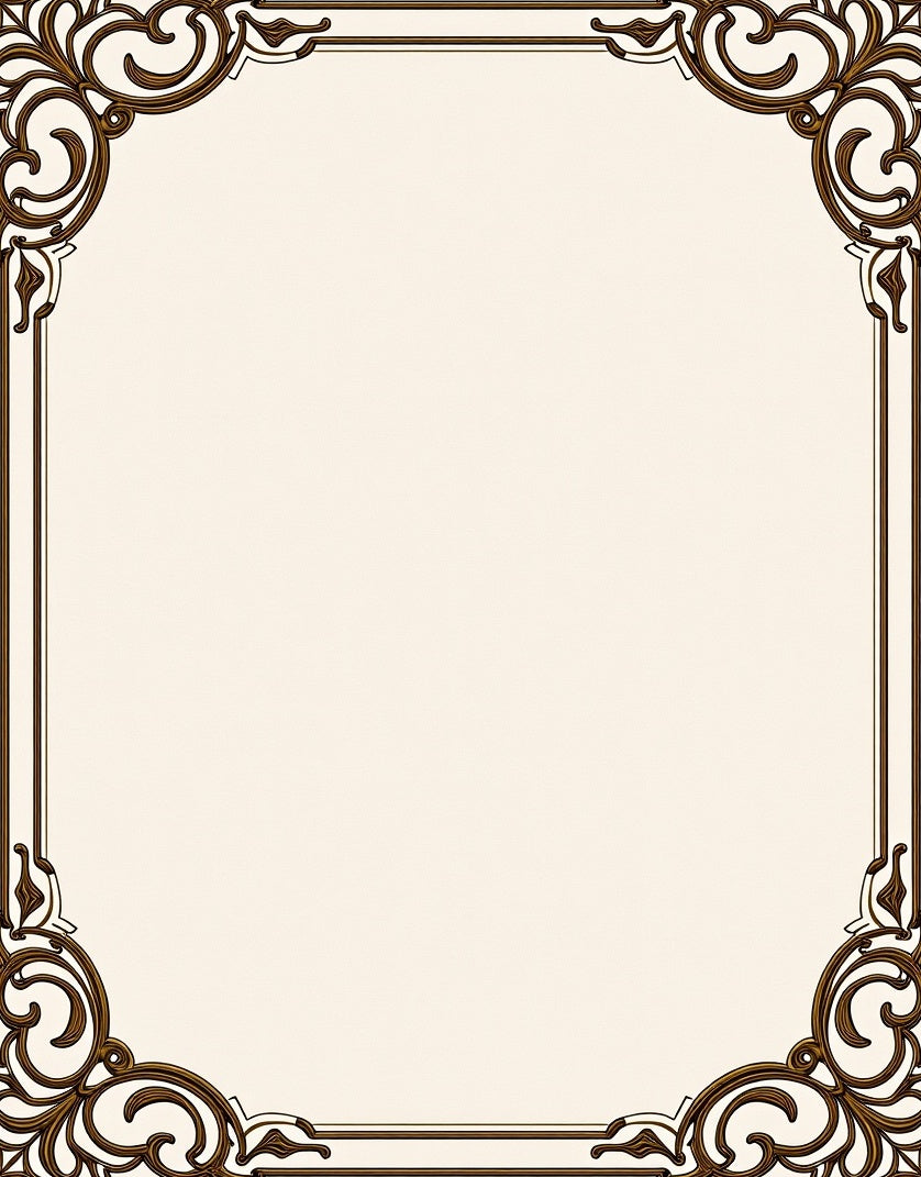 Elegant Brown Ornamental Scroll Border Rug