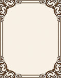 Elegant Brown Ornamental Scroll Border Rug